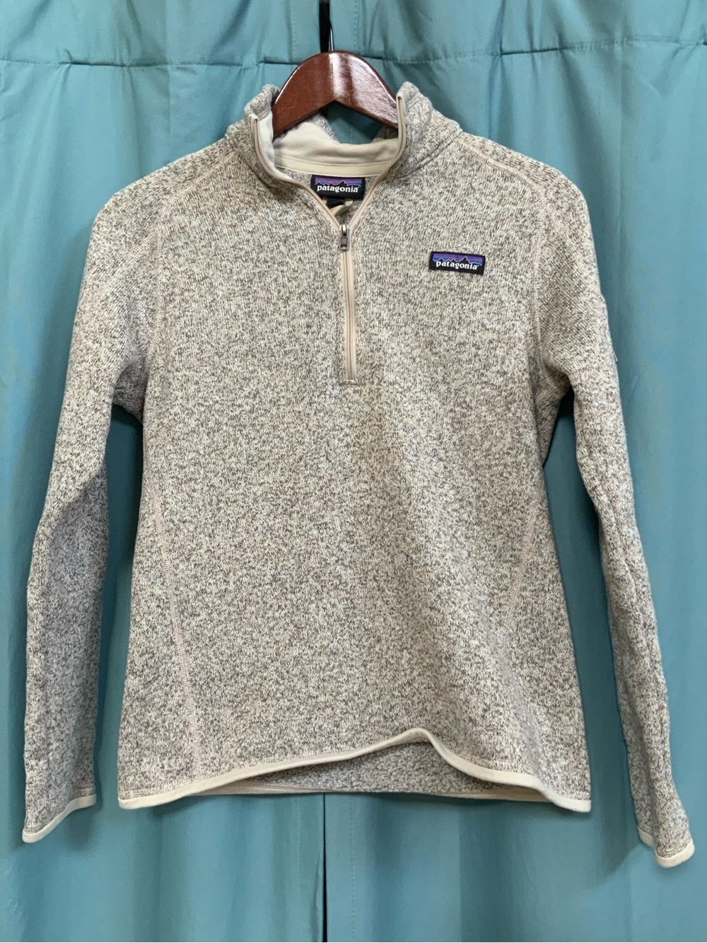 Patagonia Heathered Cream 1/4 Zip Turtleneck Fleece Pullover